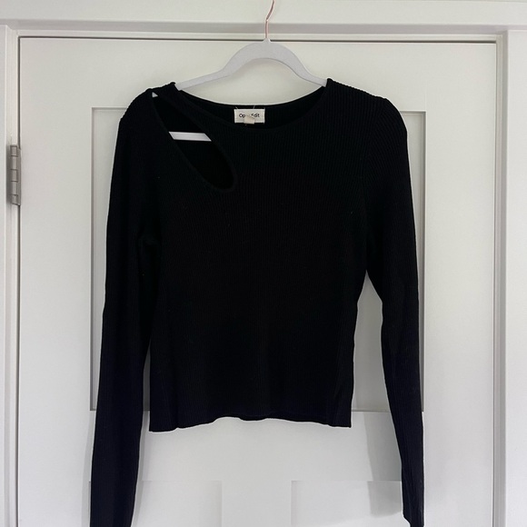 Open Edit Black Cutout Long Sleeve Top - Picture 2 of 5